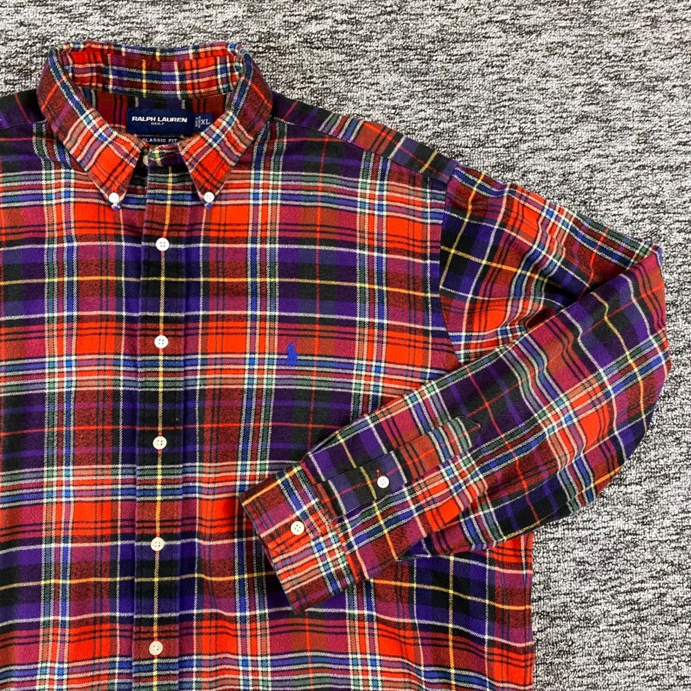 Ralph Lauren Golf Classic Fit Shirt Mens XL Tartan Plaid Long Sleeve Button Down